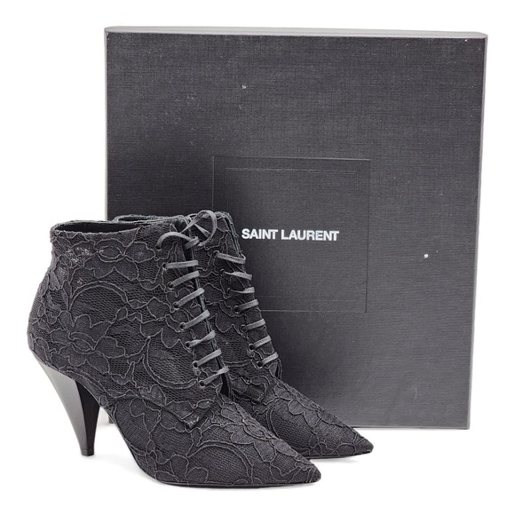 Saint Laurent Paris Kiki Lace Boots | Black | NEW $990 - Picture 1 of 7